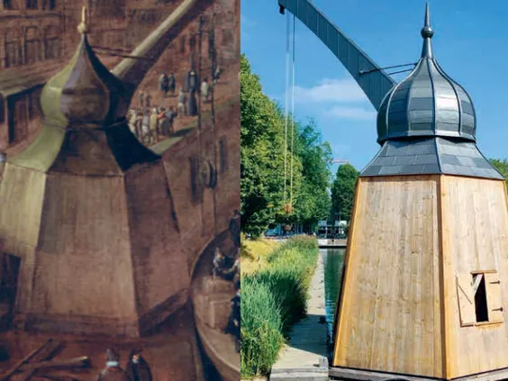 Stadskraan reconstructie vergelijking middeleeuwen Utrecht